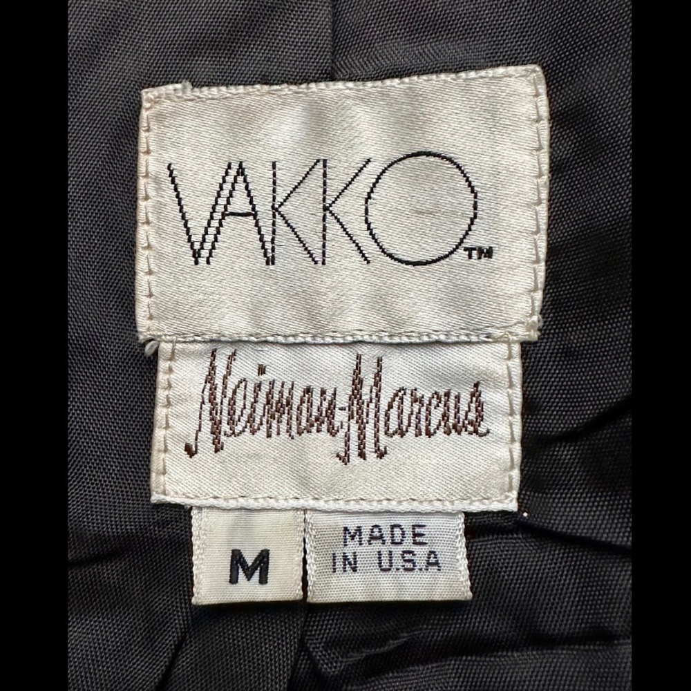 VINTAGE 1980s VAKKO NEIMAN MARCUS BLACK LEATHER EMBROIDERED BOMBER JACKET M EUC - Picture 7 of 8